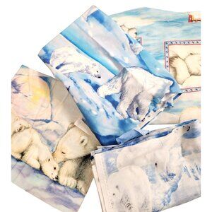 Polar Bear-Themed Cotton Fabric Quilt Squares Panel Bundle